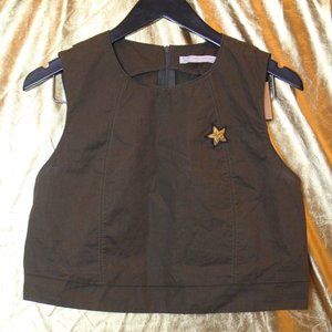 ZARA OLIVE GREEN STAR CROP TOP